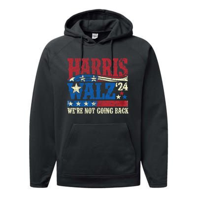 Harris Walz 2024 Kamala Harris 2024 Tim Walz 2024 Usa Flag Performance Fleece Hoodie