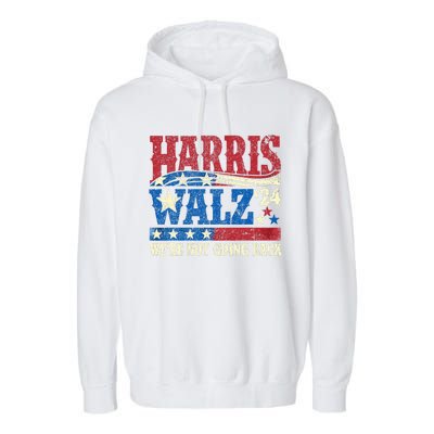 Harris Walz 2024 Kamala Harris 2024 Tim Walz 2024 Usa Flag Garment-Dyed Fleece Hoodie