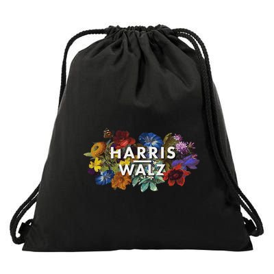 Harris Walz 2024 Floral Feminine Women Harris Waltz 2024 Drawstring Bag
