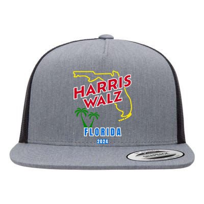 Harris Walz 2024 Florida Flat Bill Trucker Hat