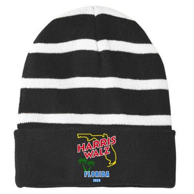 Harris Walz 2024 Florida Striped Beanie with Solid Band