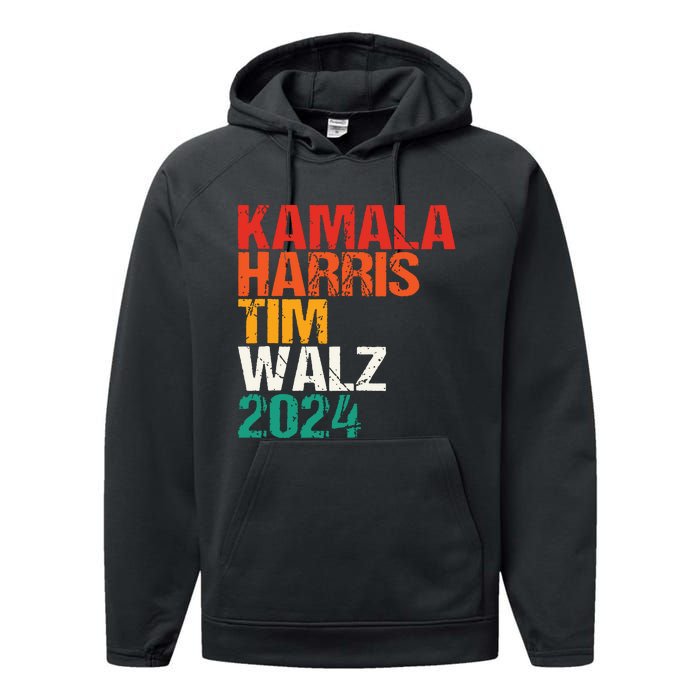 Harris Walz 2024 Kamala Harris Tim Walz Waltz Vintage Performance Fleece Hoodie