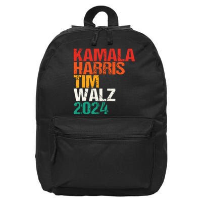 Harris Walz 2024 Kamala Harris Tim Walz Waltz Vintage 16 in Basic Backpack