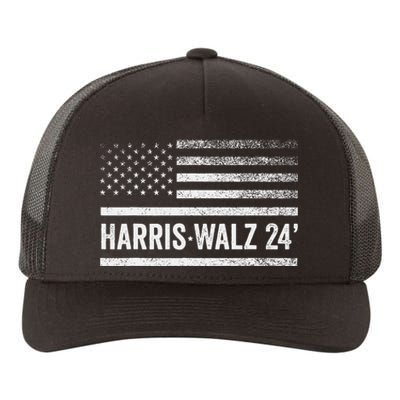 Harris Walz 2024 Election Kamala Tim Waltz American Flag Yupoong Adult 5-Panel Trucker Hat