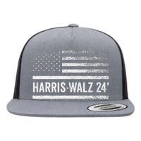 Harris Walz 2024 Election Kamala Tim Waltz American Flag Flat Bill Trucker Hat