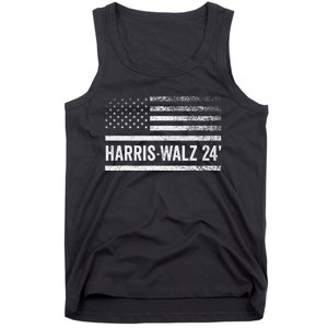 Harris Walz 2024 Election Kamala Tim Waltz American Flag Tank Top