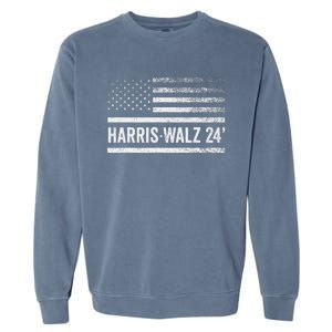 Harris Walz 2024 Election Kamala Tim Waltz American Flag Garment-Dyed Sweatshirt