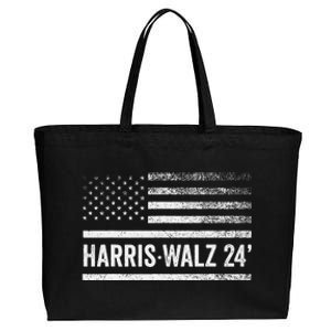 Harris Walz 2024 Election Kamala Tim Waltz American Flag Cotton Canvas Jumbo Tote