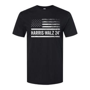 Harris Walz 2024 Election Kamala Tim Waltz American Flag Softstyle CVC T-Shirt