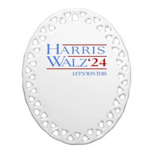 Harris Walz 2024 LetS Win This Ceramic Oval Ornament