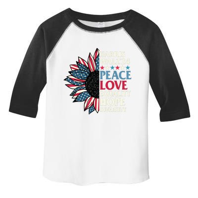 Harris Waltz 2024 Peace Love Equality Hope Us Flag Sunflower Toddler Fine Jersey T-Shirt