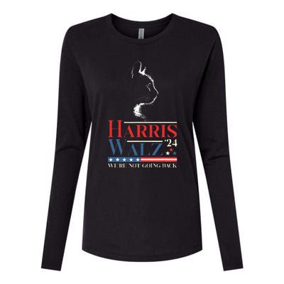 Harris Waltz 2024 Election Funny Cat Kamala Harris Tim Walz Womens Cotton Relaxed Long Sleeve T-Shirt