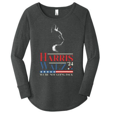 Harris Waltz 2024 Election Funny Cat Kamala Harris Tim Walz Women's Perfect Tri Tunic Long Sleeve Shirt