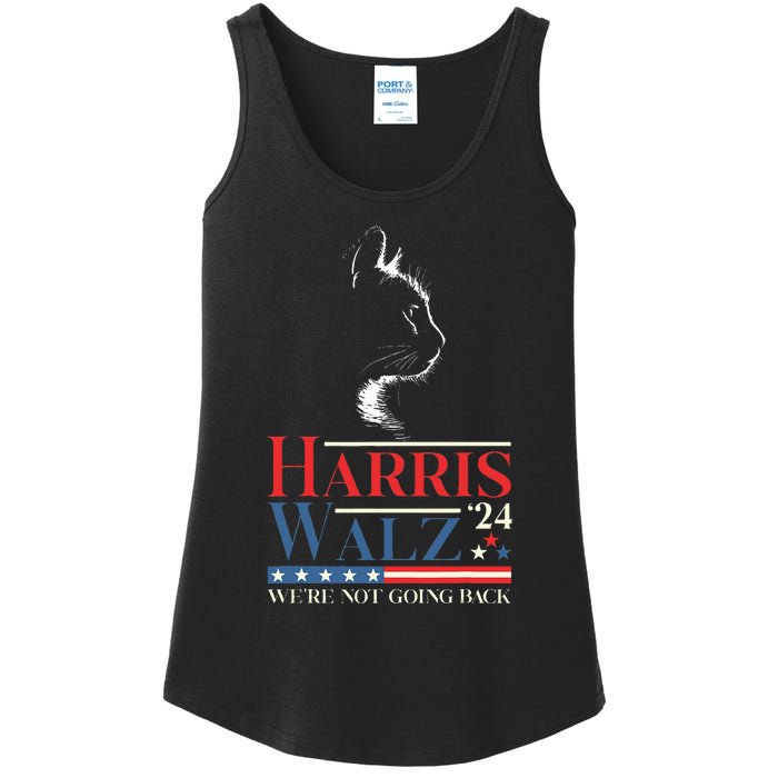 Harris Waltz 2024 Election Funny Cat Kamala Harris Tim Walz Ladies Essential Tank