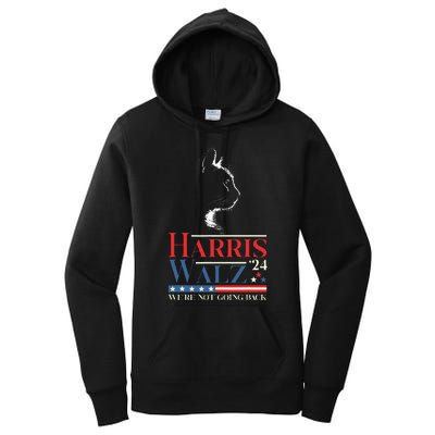 Harris Waltz 2024 Election Funny Cat Kamala Harris Tim Walz Women's Pullover Hoodie