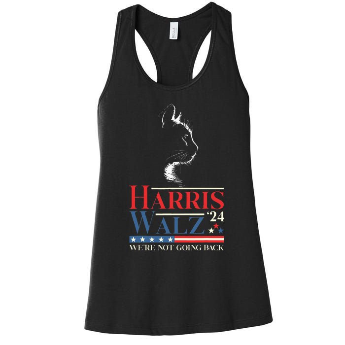 Harris Waltz 2024 Election Funny Cat Kamala Harris Tim Walz Women's Racerback Tank