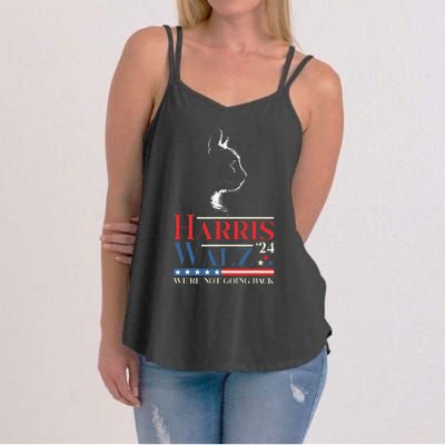 Harris Waltz 2024 Election Funny Cat Kamala Harris Tim Walz Women's Strappy Tank