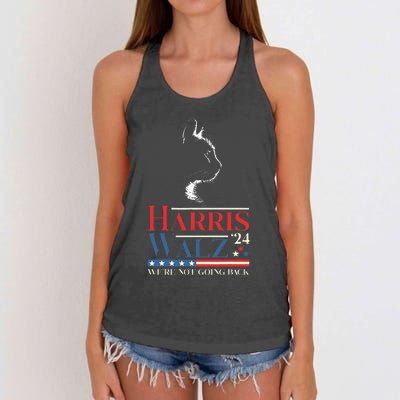 Harris Waltz 2024 Election Funny Cat Kamala Harris Tim Walz Women's Knotted Racerback Tank