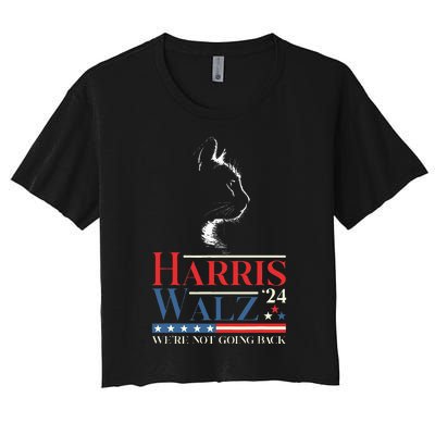 Harris Waltz 2024 Election Funny Cat Kamala Harris Tim Walz Women's Crop Top Tee