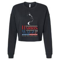 Harris Waltz 2024 Election Funny Cat Kamala Harris Tim Walz Cropped Pullover Crew