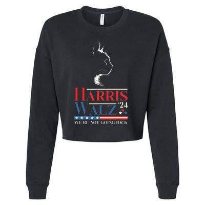 Harris Waltz 2024 Election Funny Cat Kamala Harris Tim Walz Cropped Pullover Crew