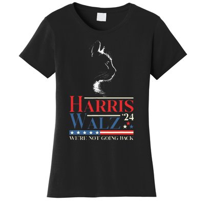 Harris Waltz 2024 Election Funny Cat Kamala Harris Tim Walz Women's T-Shirt