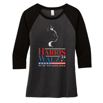 Harris Waltz 2024 Election Funny Cat Kamala Harris Tim Walz Women's Tri-Blend 3/4-Sleeve Raglan Shirt