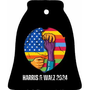 Harris Waltz 2024 Election Kamala Harris Tim Walz 2024 Pride Ceramic Bell Ornament