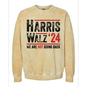 Harris Walz 2024 We Are Not Going Back Colorblast Crewneck Sweatshirt