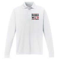 Harris Walz 2024 We Are Not Going Back Performance Long Sleeve Polo