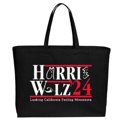 Harris Walz 2024 Childless Cat Lady Vote Kamala President Cotton Canvas Jumbo Tote