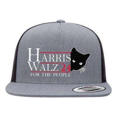 Harris Waltz 2024 For The People Cat Lady Kamala Harris 2024 Gift Flat Bill Trucker Hat