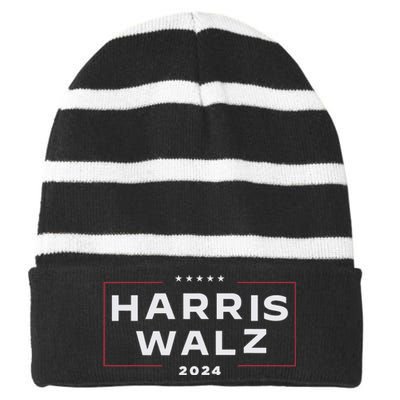 Harris Walz 2024 Vp Presidential Election Usa Waltz Pro Kamala Harris Striped Beanie with Solid Band