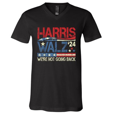 Harris Walz 2024 Kamala Harris 2024 Tim Walz 2024 Usa Flag V-Neck T-Shirt