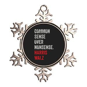 Harris Walz 2024 Common Sense Over Nonsense Metallic Star Ornament