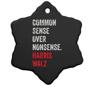 Harris Walz 2024 Common Sense Over Nonsense Ceramic Star Ornament