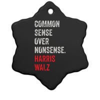 Harris Walz 2024 Common Sense Over Nonsense Ceramic Star Ornament