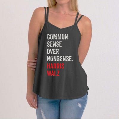 Harris Walz 2024 Common Sense Over Nonsense Women's Strappy Tank