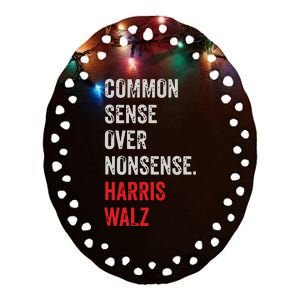 Harris Walz 2024 Common Sense Over Nonsense Ceramic Oval Ornament