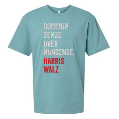 Harris Walz 2024 Common Sense Over Nonsense Sueded Cloud Jersey T-Shirt