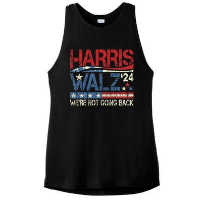 Harris Walz 2024 For President WeRe Not Going Back Usa Flag Gift Ladies PosiCharge Tri-Blend Wicking Tank