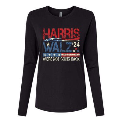 Harris Walz 2024 For President WeRe Not Going Back Usa Flag Gift Womens Cotton Relaxed Long Sleeve T-Shirt