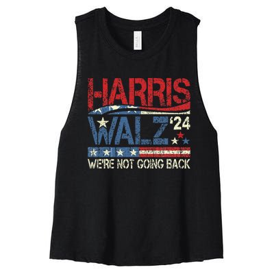 Harris Walz 2024 For President WeRe Not Going Back Usa Flag Gift Women's Racerback Cropped Tank