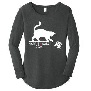 Harris Waltz 2024 Vp President Election Funny Cat Ladies Women's Perfect Tri Tunic Long Sleeve Shirt