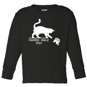 Harris Waltz 2024 Vp President Election Funny Cat Ladies Toddler Long Sleeve Shirt