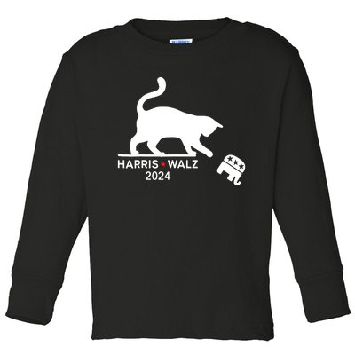 Harris Waltz 2024 Vp President Election Funny Cat Ladies Toddler Long Sleeve Shirt