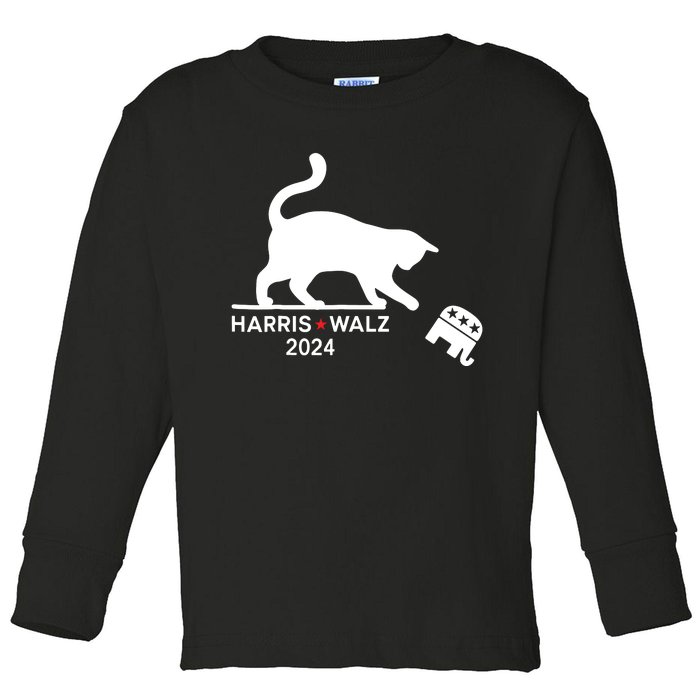 Harris Waltz 2024 Vp President Election Funny Cat Ladies Toddler Long Sleeve Shirt