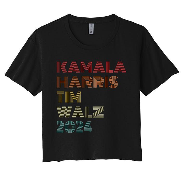 Harris Walz 2024 Kamala Harris Tim Walz Waltz Vintage Style Gift Women's Crop Top Tee