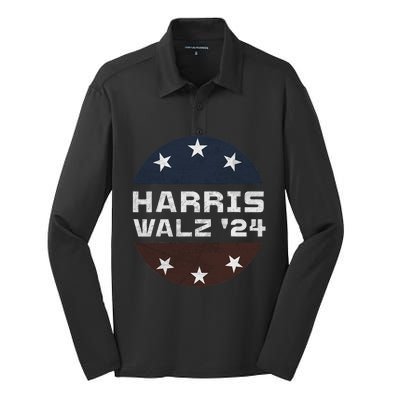 Harris Walz 2024 Campaign For President Patriotic Kamala Silk Touch Performance Long Sleeve Polo