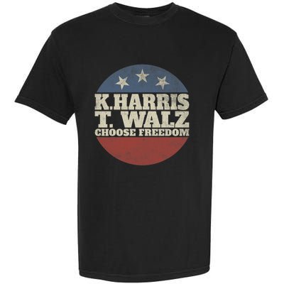 Harris Waltz 2024 Choose Freedom Election Retro Button Garment-Dyed Heavyweight T-Shirt